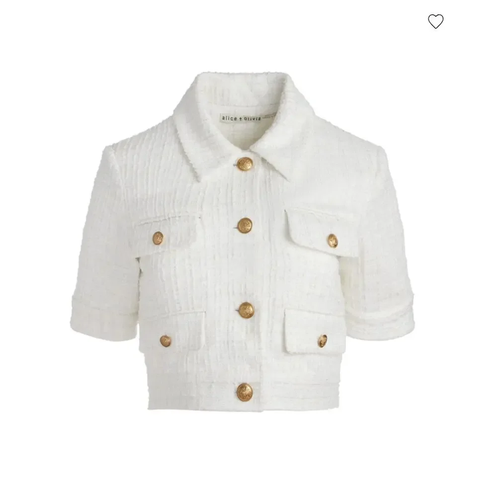 Alice and Olivia Elle Tweed Jacket Off White size 4 - Picture 2 of 7